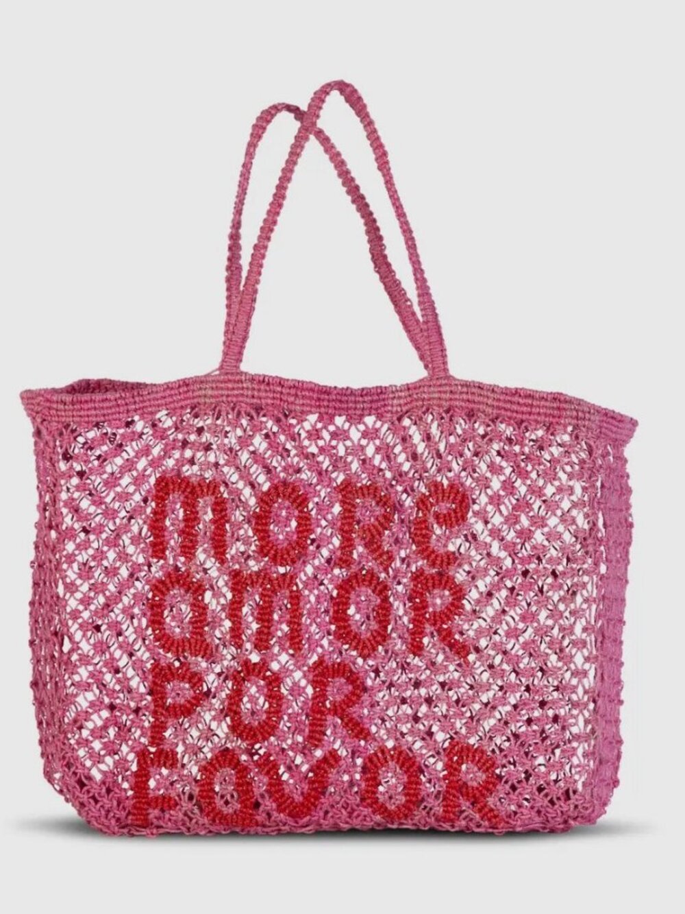 More Amor Por Favor- Woven Jute Tote